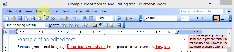 Click for full size Delete comment Word 2003